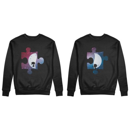 Coppia di felpe personalizzabili con nomi puzzle mezza luna