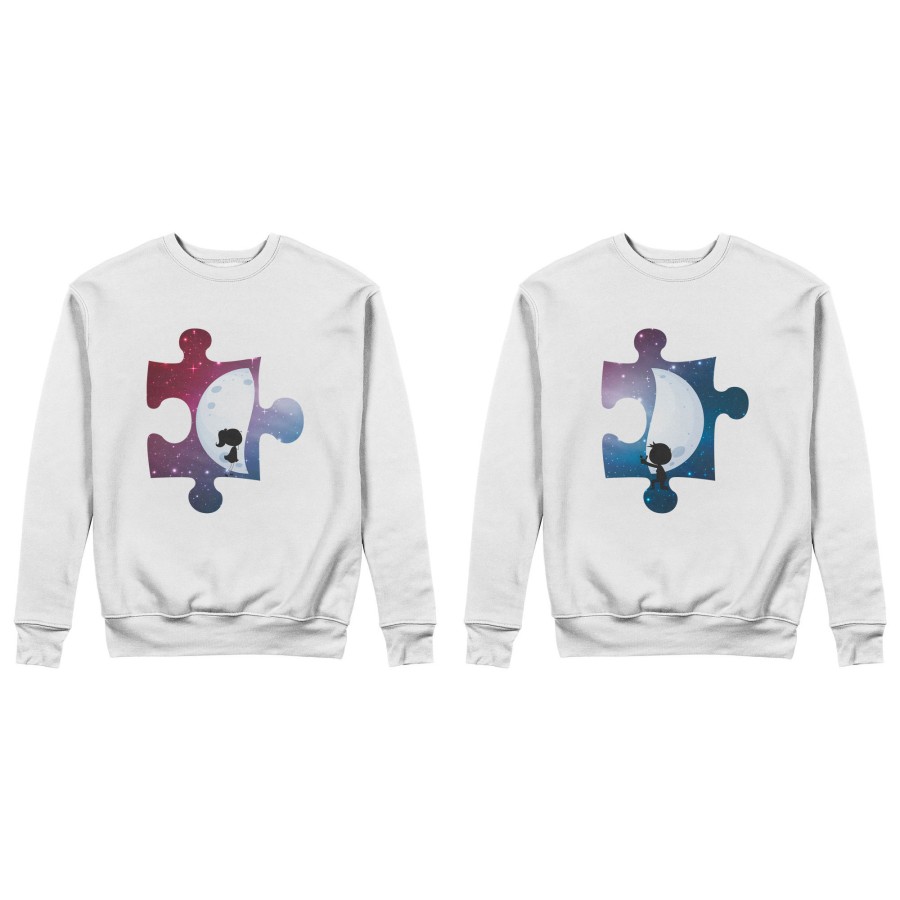 Coppia di felpe personalizzabili con nomi puzzle mezza luna