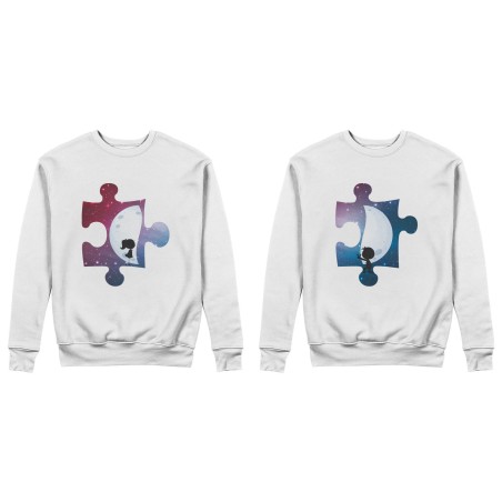 Coppia di felpe personalizzabili con nomi puzzle mezza luna