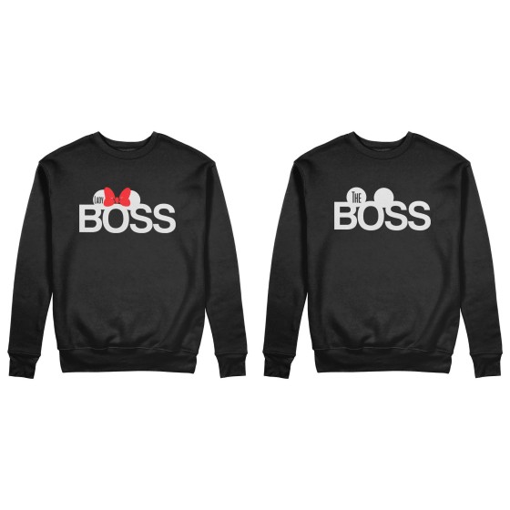 Coppia di felpe personalizzabili con nomi the boss lady boss