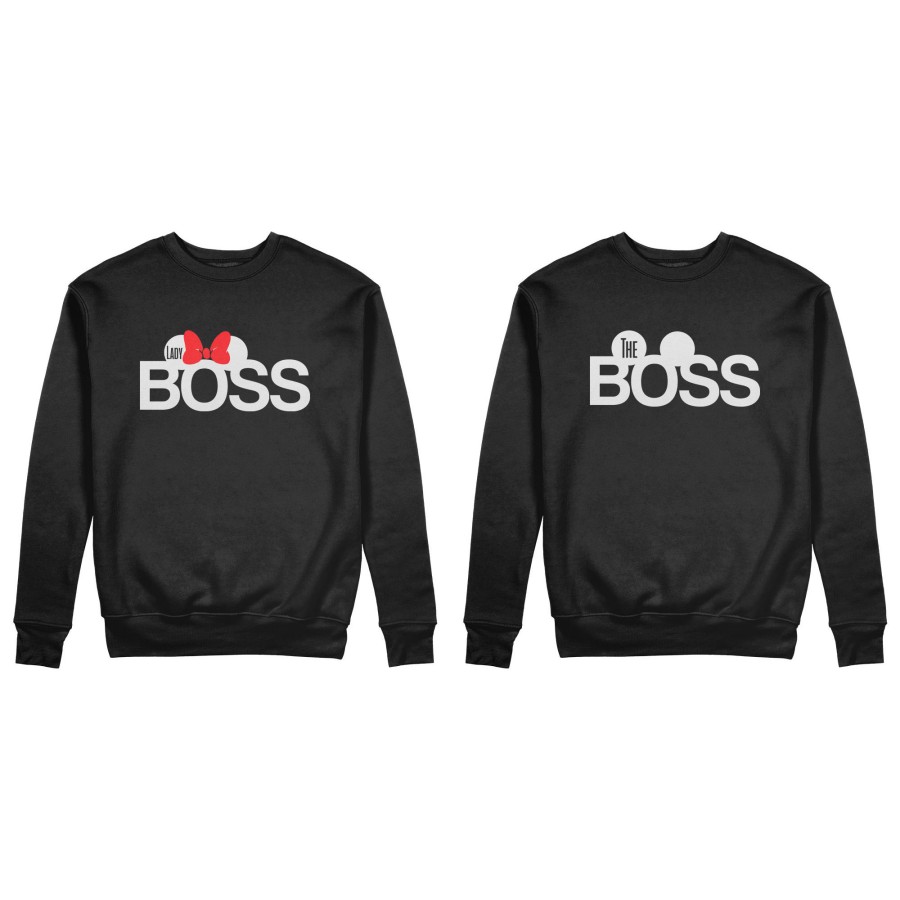 Coppia di felpe personalizzabili con nomi the boss lady boss