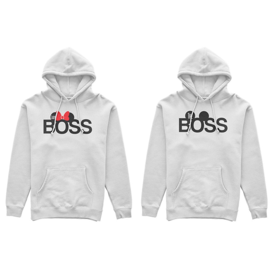 Coppia di felpe personalizzabili con nomi the boss lady boss