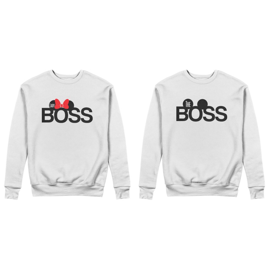 Coppia di felpe personalizzabili con nomi the boss lady boss