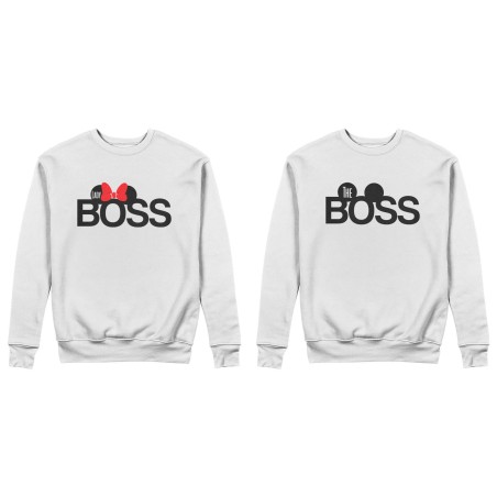 Coppia di felpe personalizzabili con nomi the boss lady boss