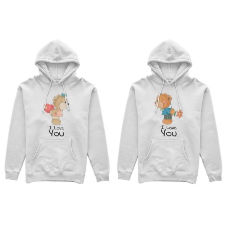 Coppia di felpe personalizzabili con nomi i love you con...