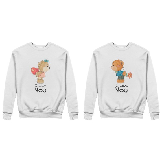 Coppia di felpe personalizzabili con nomi i love you con orsetti 2