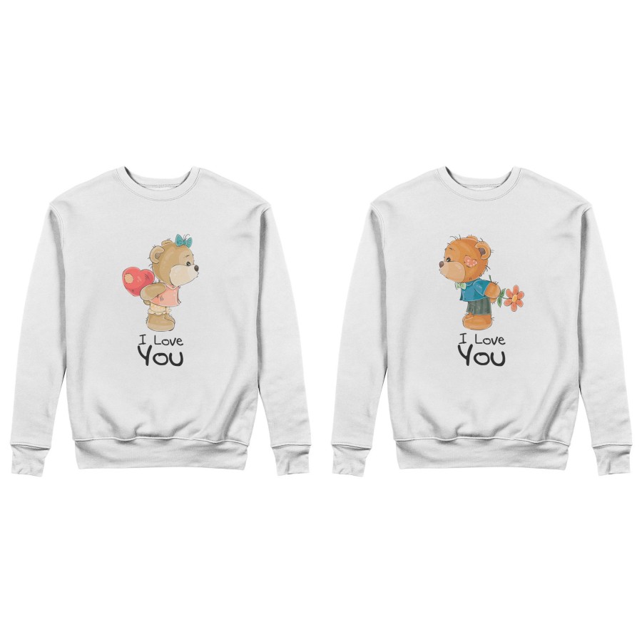Coppia di felpe personalizzabili con nomi i love you con orsetti