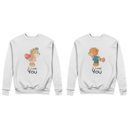 Coppia di felpe personalizzabili con nomi i love you con orsetti