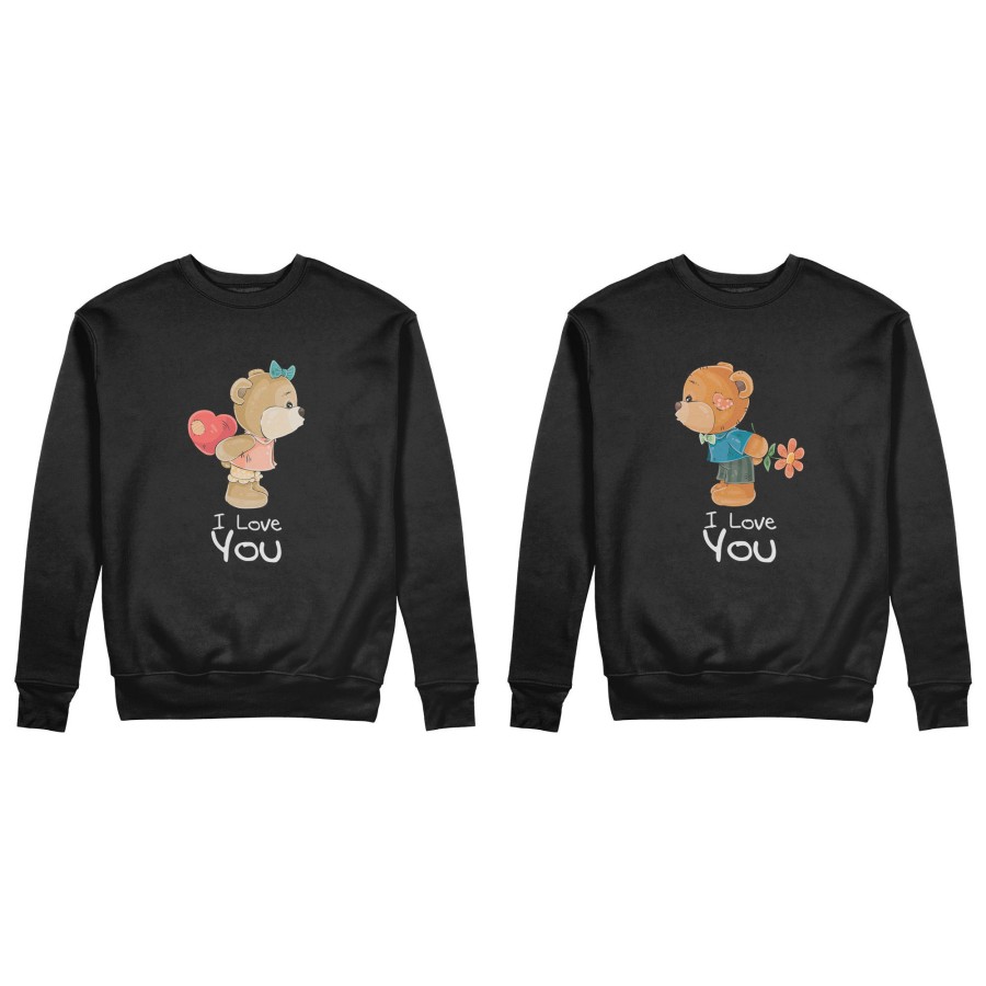 Coppia di felpe personalizzabili con nomi i love you con orsetti
