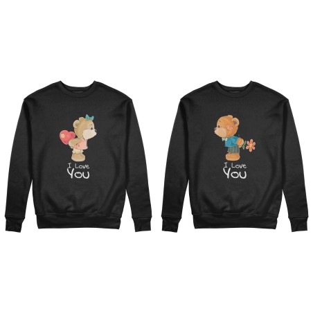 Coppia di felpe personalizzabili con nomi i love you con orsetti