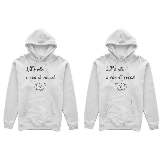 Coppia di felpe personalizzabili con nomi lui è mio non si tocca lei è mia non si tocca 2