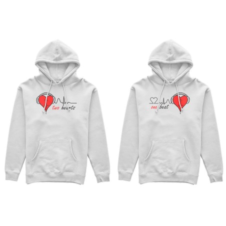 Coppia di felpe personalizzabili con nomi two hearts one...