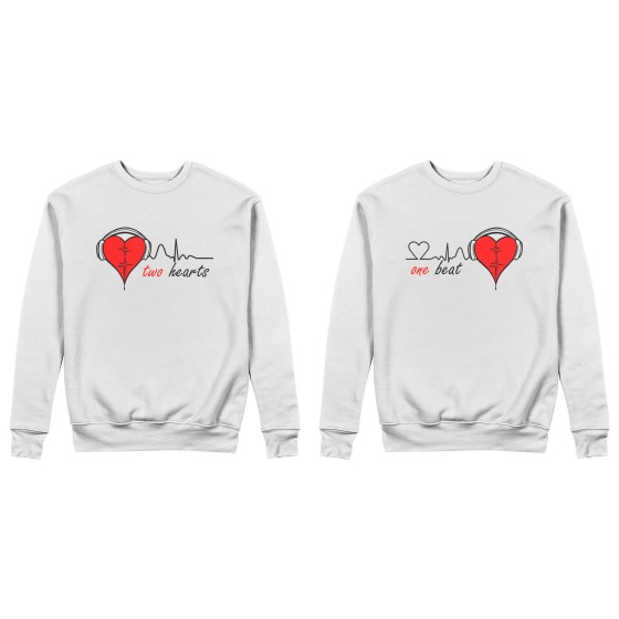 Coppia di felpe personalizzabili con nomi two hearts one beat 2
