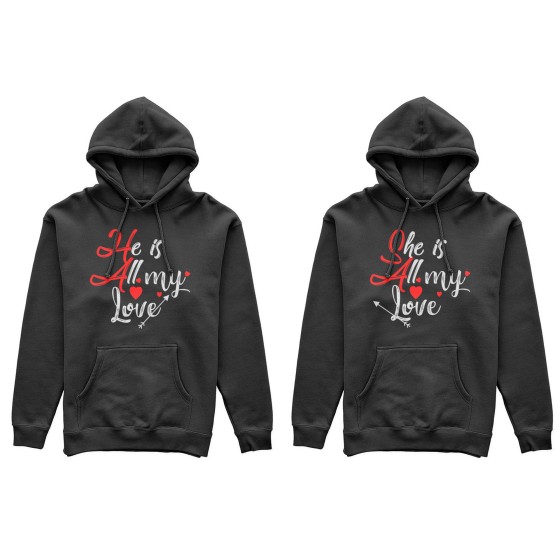 Coppia di felpe personalizzabili con nomi she is all my love he is all my love 2