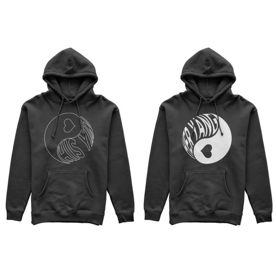 Coppia di felpe personalizzabili con nomi his yin her yang