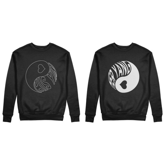 Coppia di felpe personalizzabili con nomi his yin her yang 2
