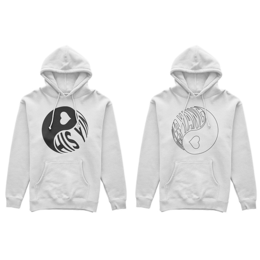 Coppia di felpe personalizzabili con nomi his yin her yang