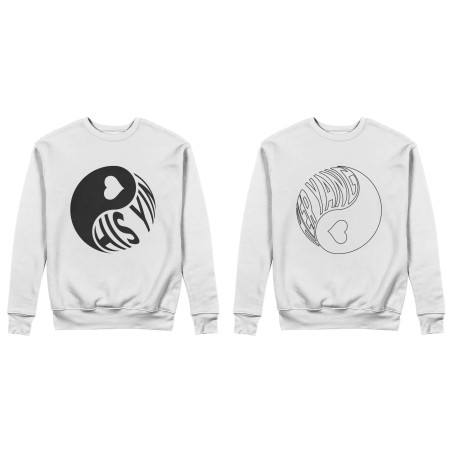 Coppia di felpe personalizzabili con nomi his yin her yang