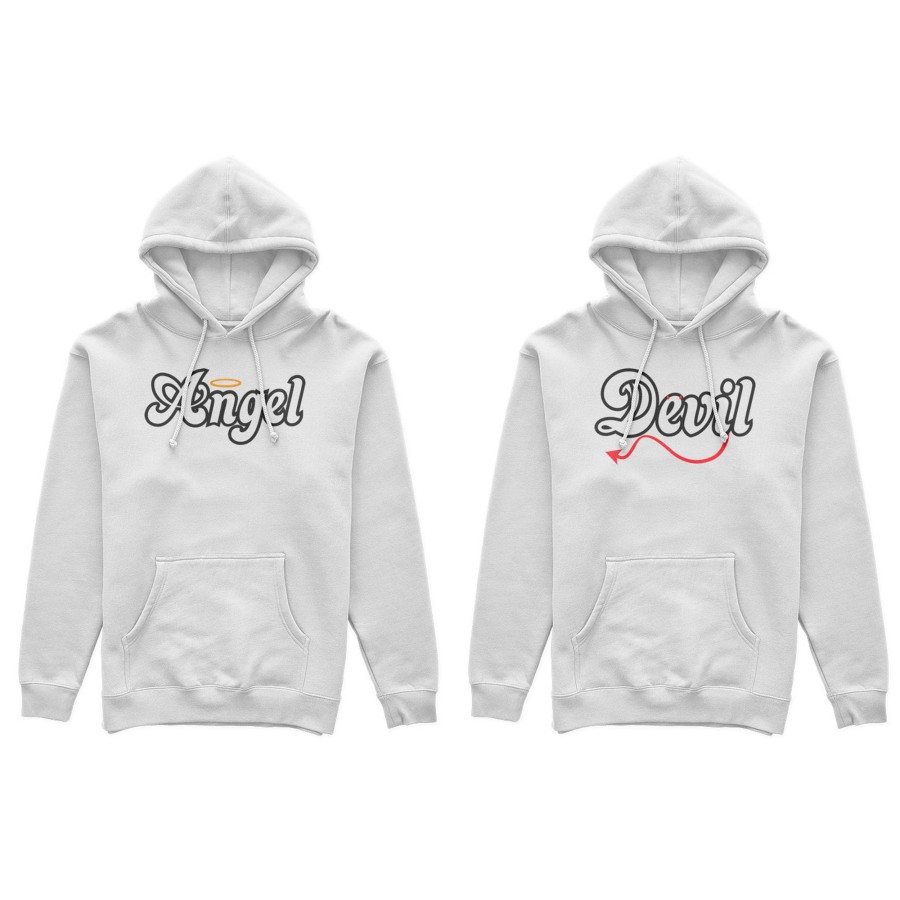 Coppia di felpe personalizzabili con nomi angel e devil