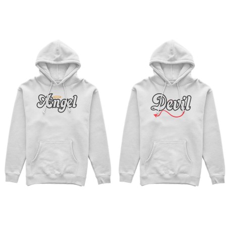 Coppia di felpe personalizzabili con nomi angel e devil
