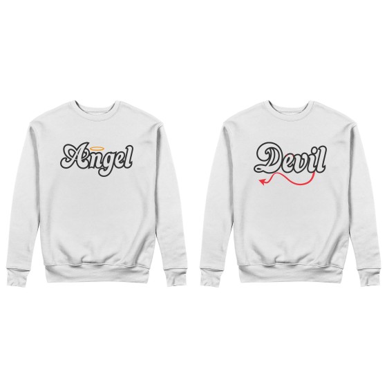 Coppia di felpe personalizzabili con nomi angel e devil 2