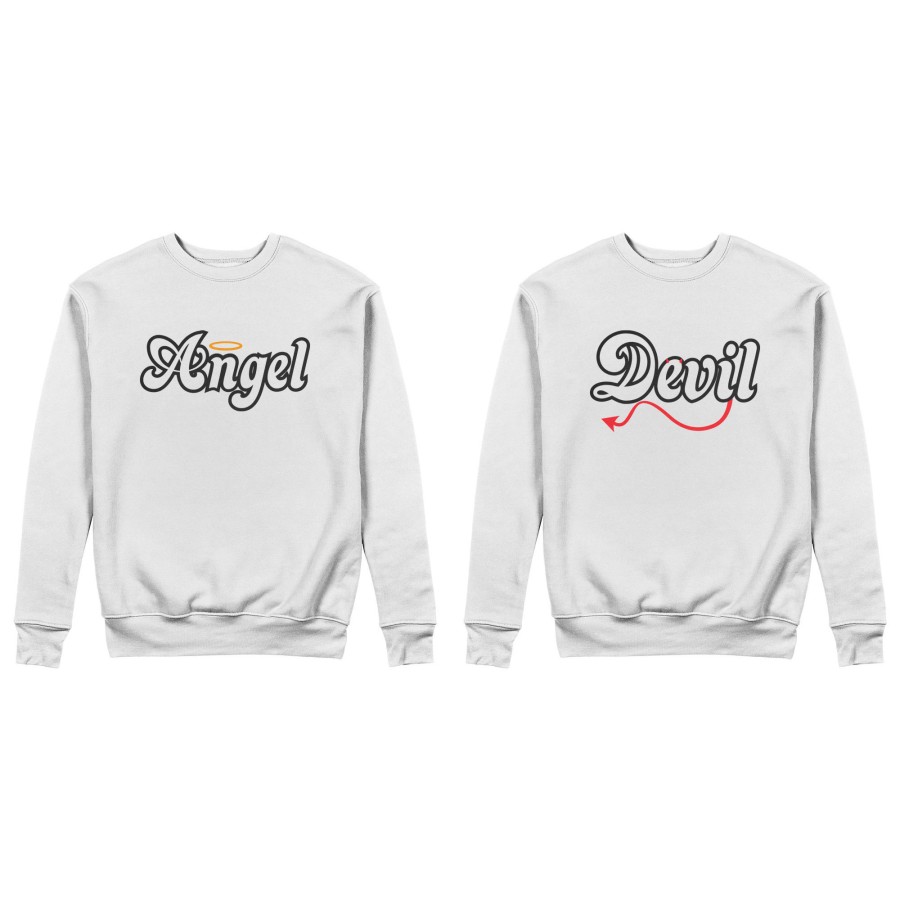 Coppia di felpe personalizzabili con nomi angel e devil