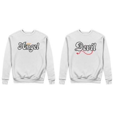 Coppia di felpe personalizzabili con nomi angel e devil