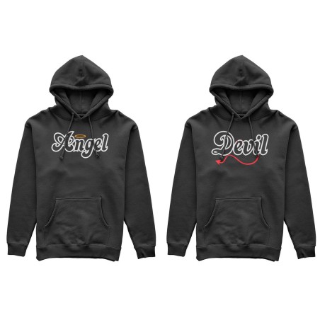 Coppia di felpe personalizzabili con nomi angel e devil