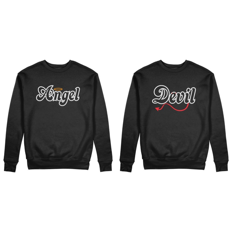 Coppia di felpe personalizzabili con nomi angel e devil