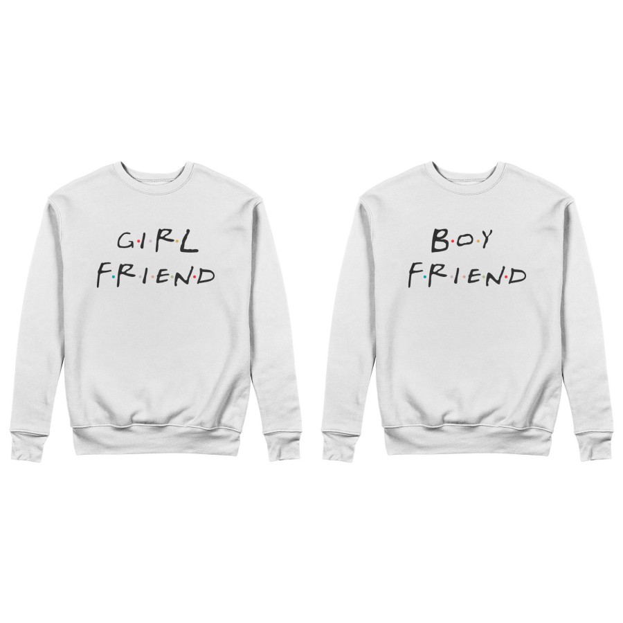Coppia di felpe personalizzabili con nomi girl friend boy friend friends
