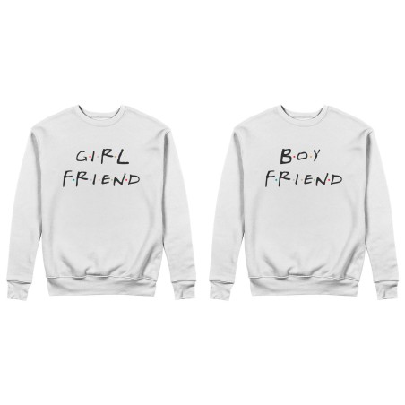 Coppia di felpe personalizzabili con nomi girl friend boy friend friends