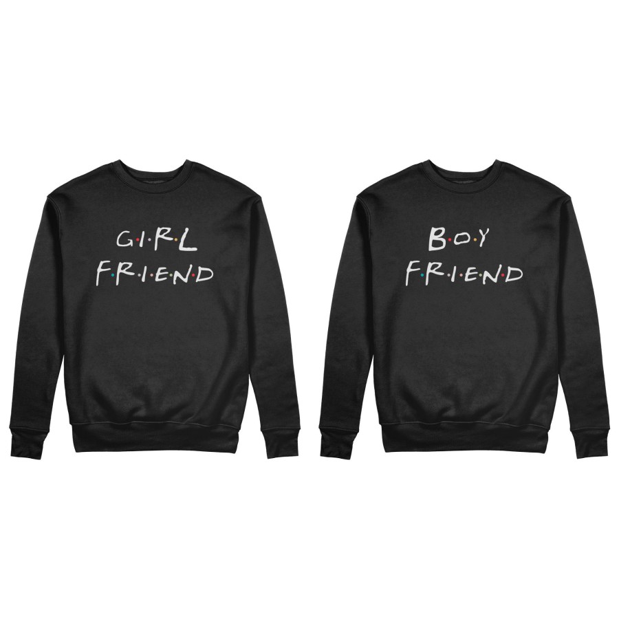 Coppia di felpe personalizzabili con nomi girl friend boy friend friends