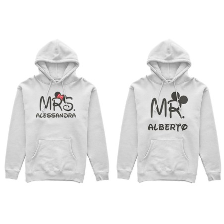 Coppia di felpe personalizzabili con nomi mr and mrs con...