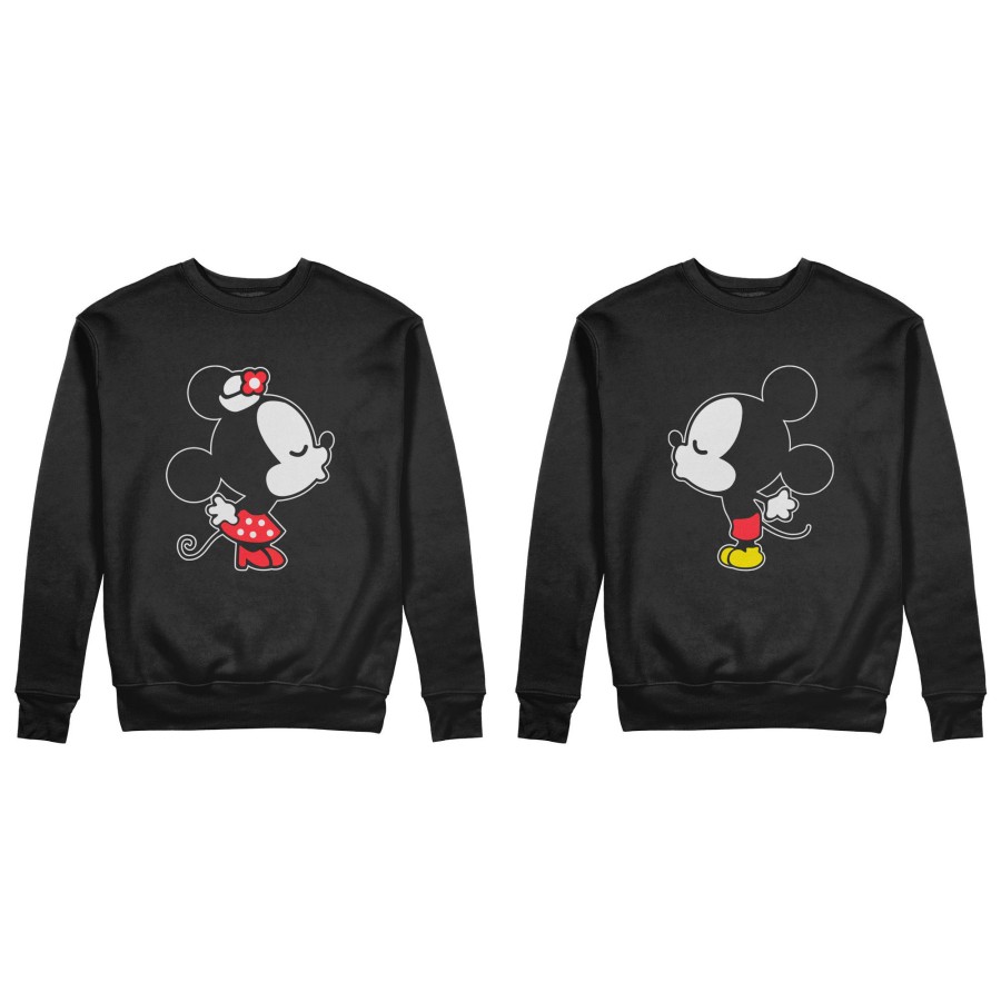 Coppia di felpe personalizzabili con nome mr and mrs con bacio dei topolini