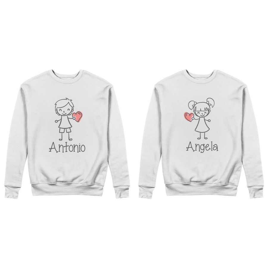 Coppia di felpe personalizzate con nomi omini con cuore