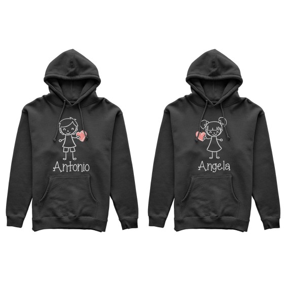 Coppia di felpe personalizzate con nomi omini con cuore 2