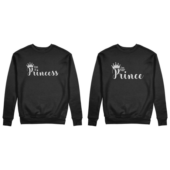 Coppia di felpe personalizzabili con nomi i'm a prince i'm a princess 2