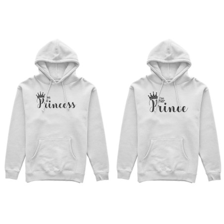 Coppia di felpe personalizzabili con nomi i'm a prince i'm a princess
