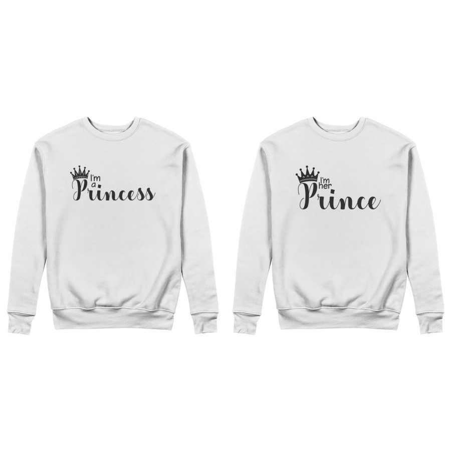 Coppia di felpe personalizzabili con nomi i'm a prince i'm a princess