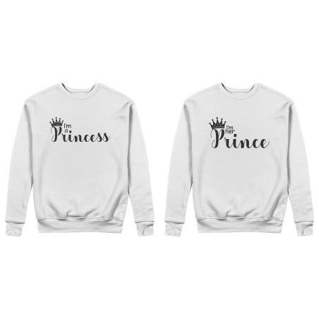 Coppia di felpe personalizzabili con nomi i'm a prince i'm a princess