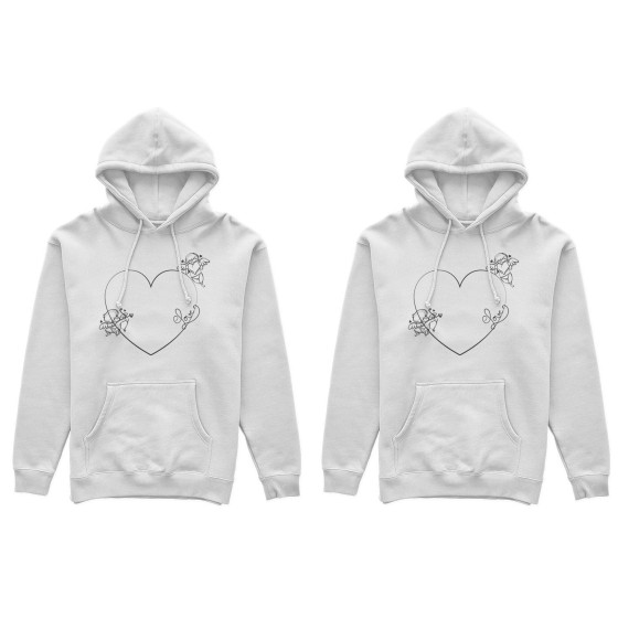 Coppia di felpe personalizzabili con nomi cuore stilizzato con cupido 2