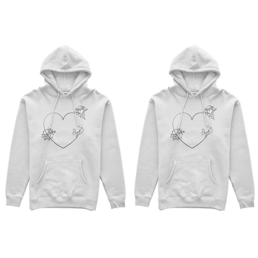 Coppia di felpe personalizzabili con nomi cuore stilizzato con cupido