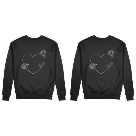 Coppia di felpe personalizzabili con nomi cuore stilizzato con cupido