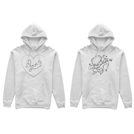 Coppia di felpe personalizzabili con nomi cupido love stilizzato 2