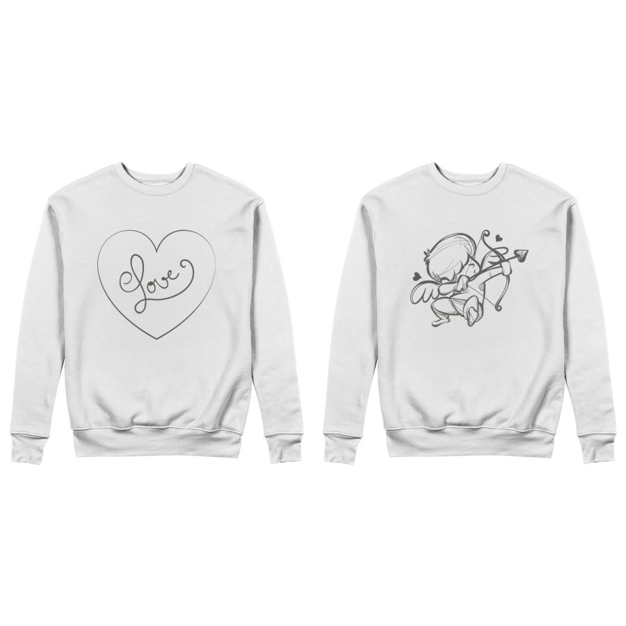 Coppia di felpe personalizzabili con nomi cupido love stilizzato