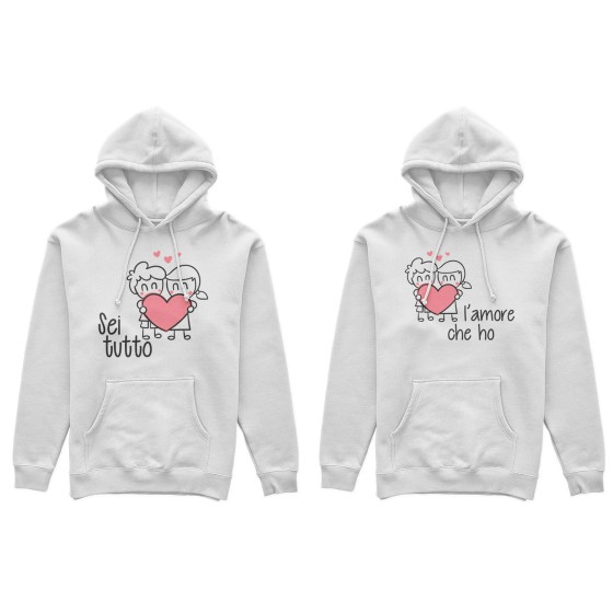 Coppia di felpe personalizzabili con nomi sei tutto l’amore che ho con omini e cuore 2