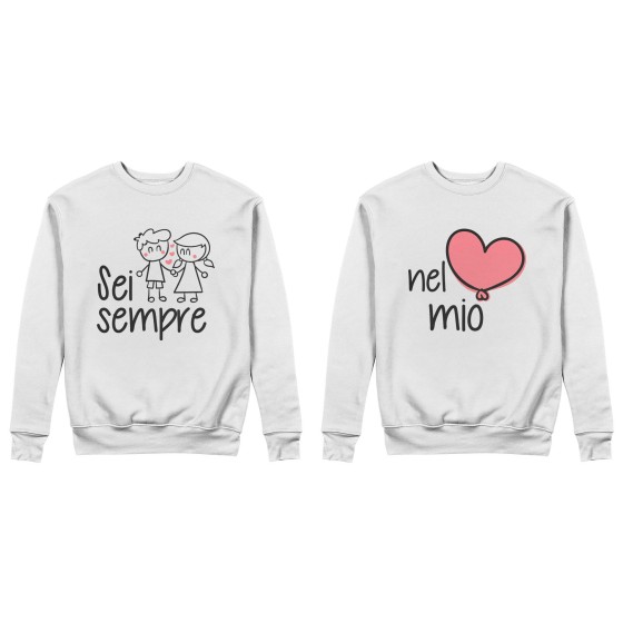 Coppia di felpe personalizzabili con nomi sei sempre nel mio cuore 2