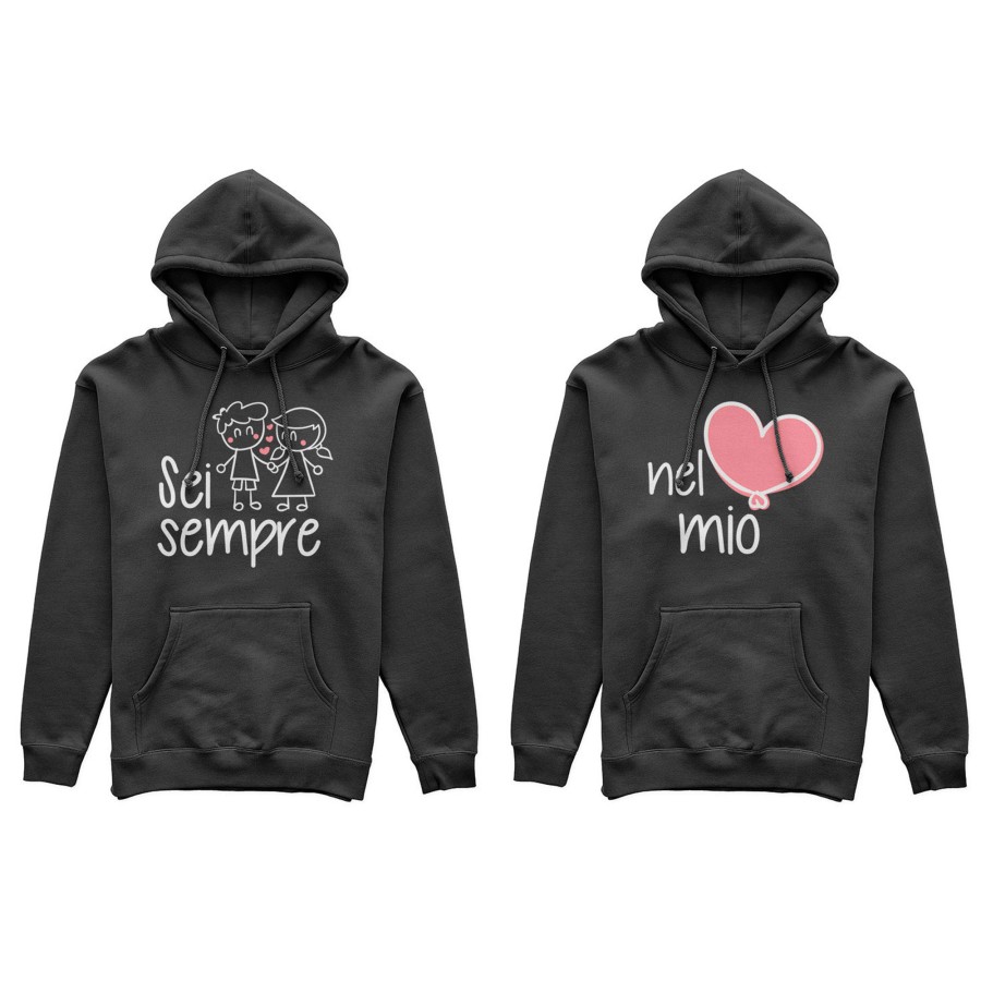 Coppia di felpe personalizzabili con nomi sei sempre nel mio cuore