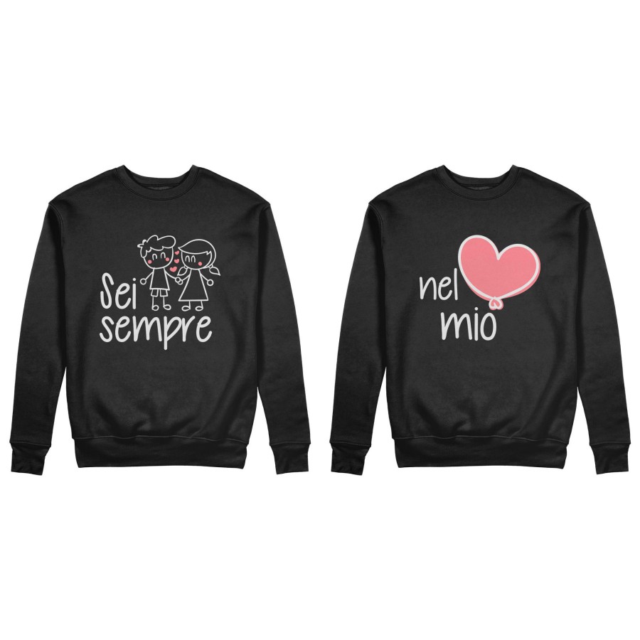 Coppia di felpe personalizzabili con nomi sei sempre nel mio cuore