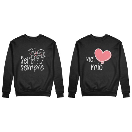 Coppia di felpe personalizzabili con nomi sei sempre nel mio cuore